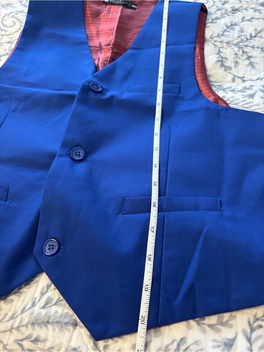 NWT YuanLu 3 Piece Blue Plaid Suit Size 14Y